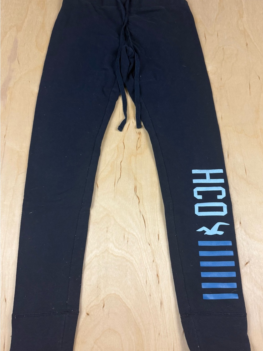 Hollister Black Kids Leggings with Blue Logo Print